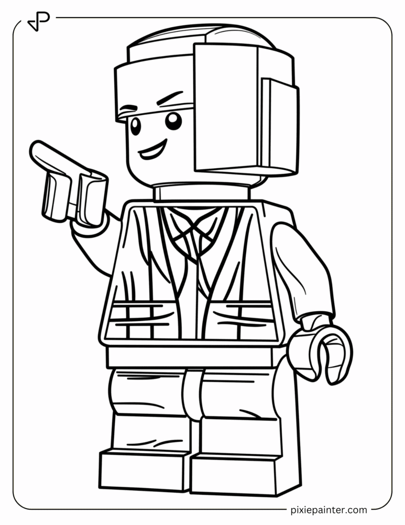 5. Angry LEGO Character Pointing-Character coloring pages