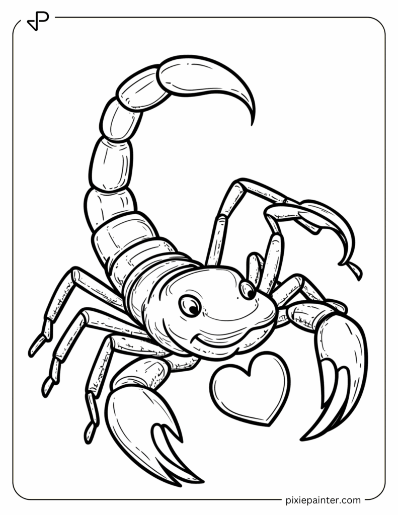 5. Cute Scorpion HoldingTiny Hearts - scorpion coloring pages