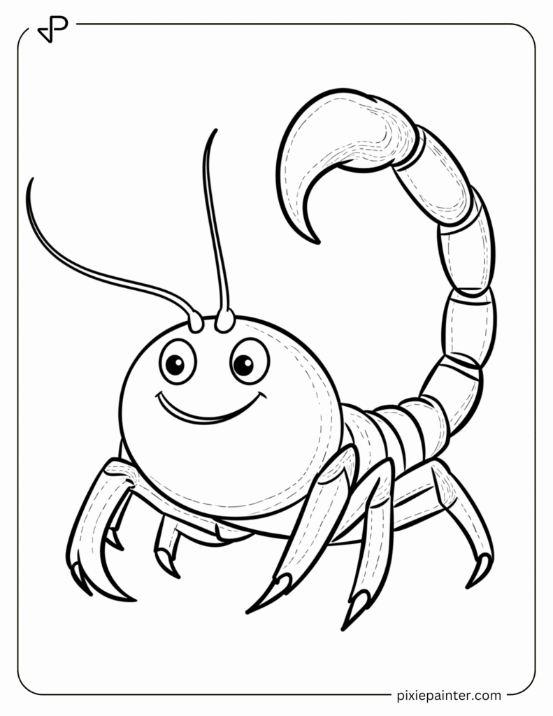 7. Smiling Scorpion With A Round Tail - scorpion coloring pages
