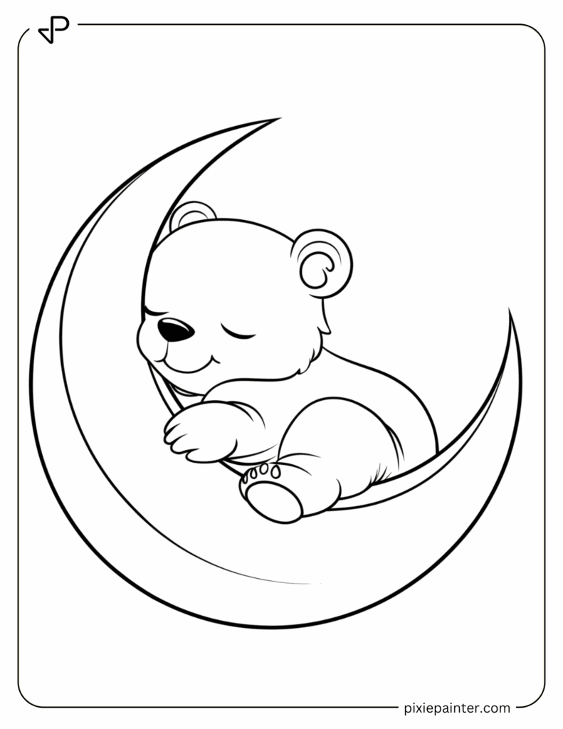 8. Bear Sleeping on the Moon- Coloring pages