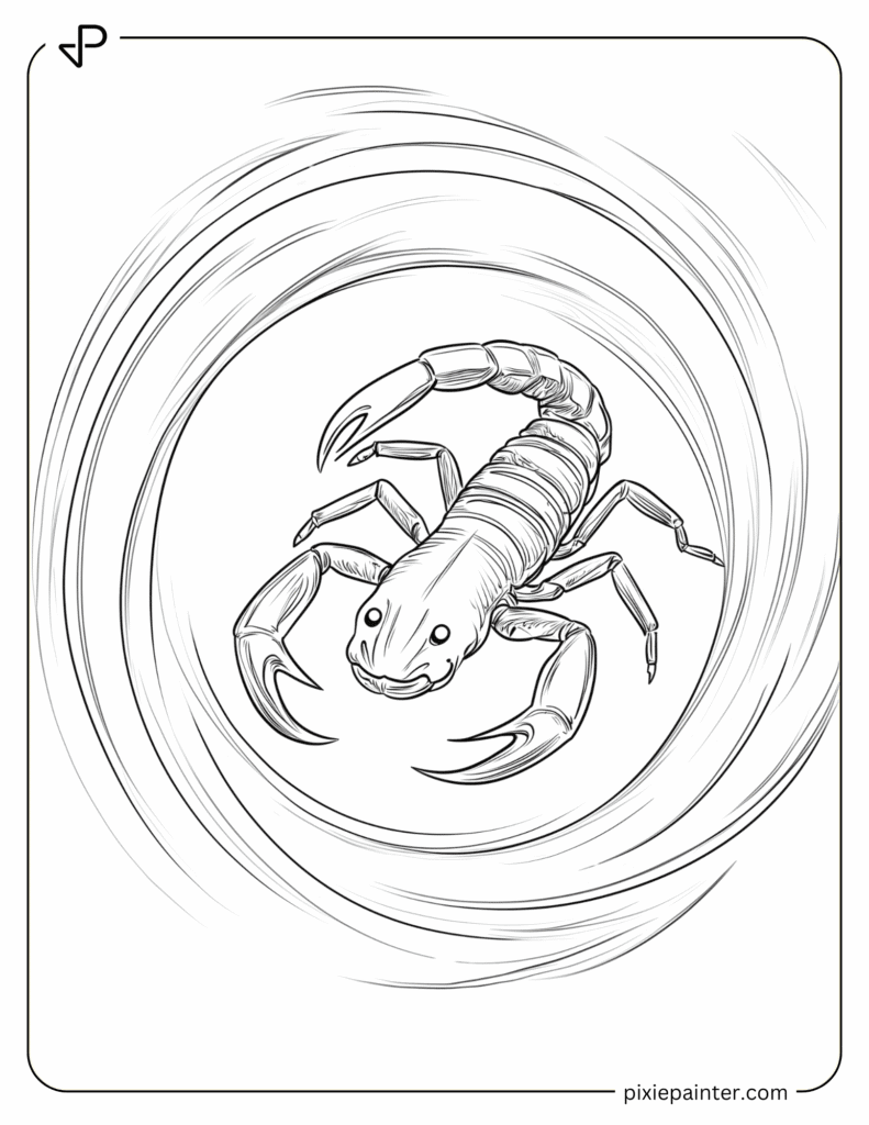 8. Playful Scorpion Spinning In A Circle - scorpion coloring pages